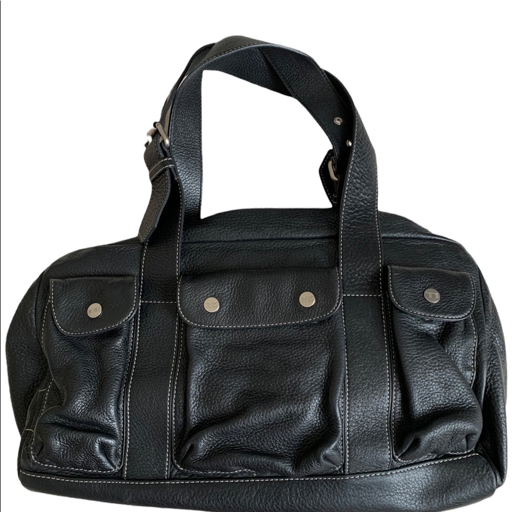 Sigrid Olson Black Leather Purse Handles Bag Soft Leather